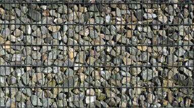 gabion retaining wall, stones, gravel