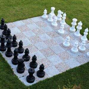 chess game, garden chess, chess pieces