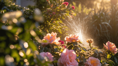 Watering the garden image