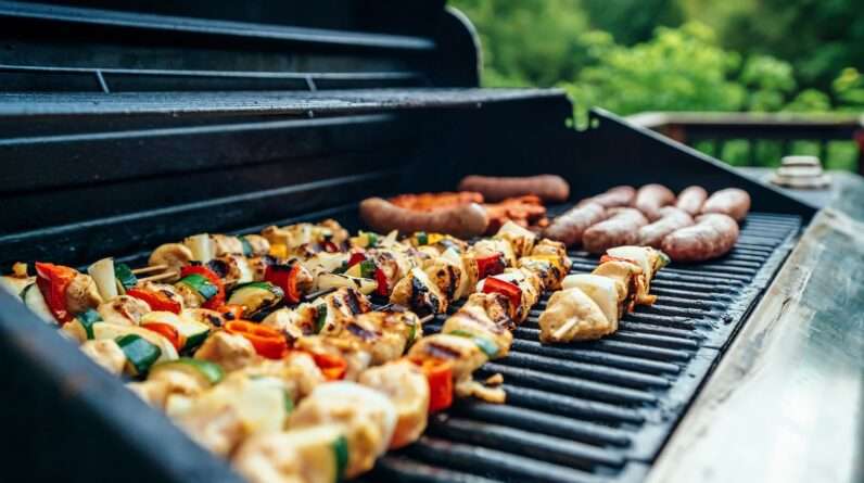 grilled barbecues on black and gray grill